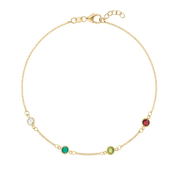 Personalized Classic 4 Birthstone Bracelet in 14k Gold sold by Haverhill