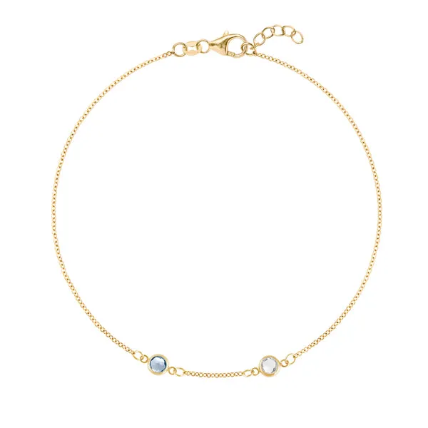 Personalized Classic 2 Birthstone Bracelet in 14k Gold sold by Haverhill