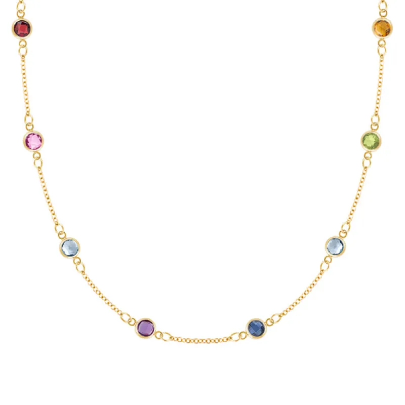 Personalized Classic 8 Birthstone Necklace in 14k Gold sold by Haverhill