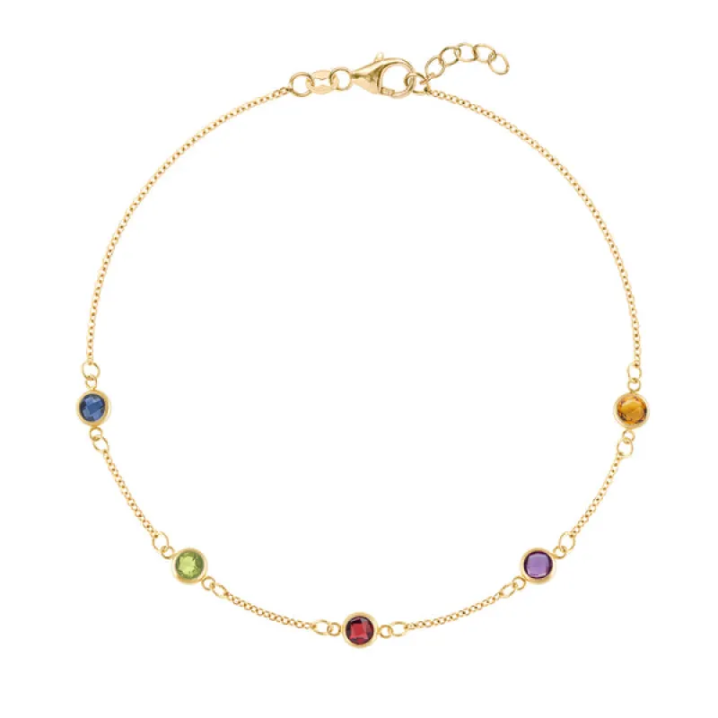 Personalized Classic 5 Birthstone Bracelet in 14k Gold sold by Haverhill