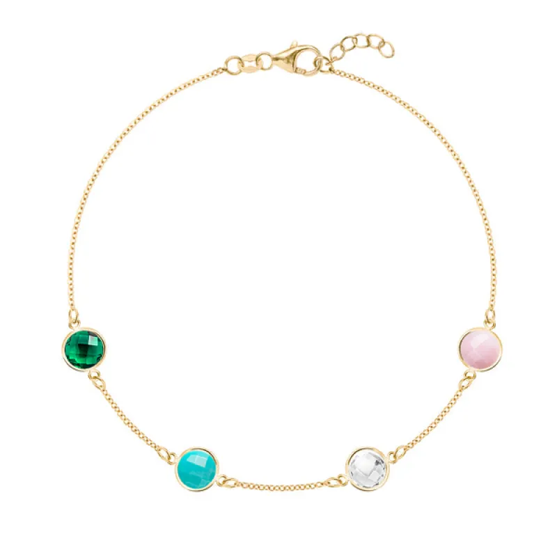 Personalized Grand 4 Birthstone Bracelet in 14k Gold sold by Haverhill