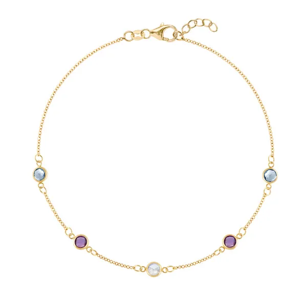 Personalized Classic 5 Birthstone Bracelet in 14k Gold sold by Haverhill