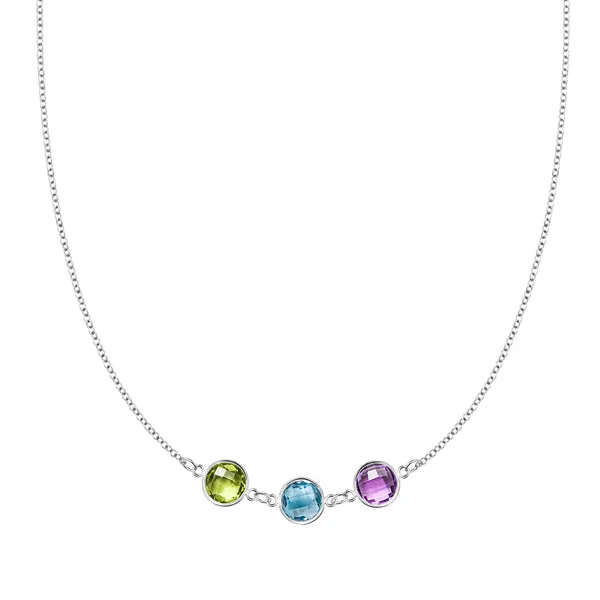 Personalized Grand 3 Connected Birthstone Necklace in 14k Gold sold by Haverhill