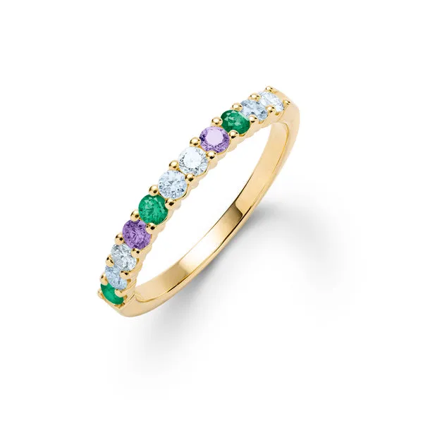 Personalized Rosecliff Birthstone Stackable Ring in 14k Gold sold by Haverhill