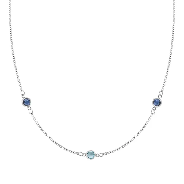 Personalized Classic 3 Birthstone Necklace in 14k Gold sold by Haverhill