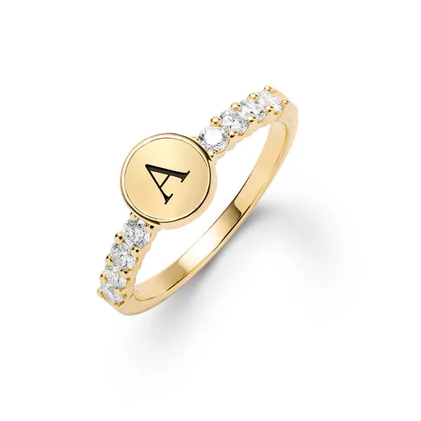 Personalized Rosecliff Letter Ring in 14k Gold sold by Haverhill