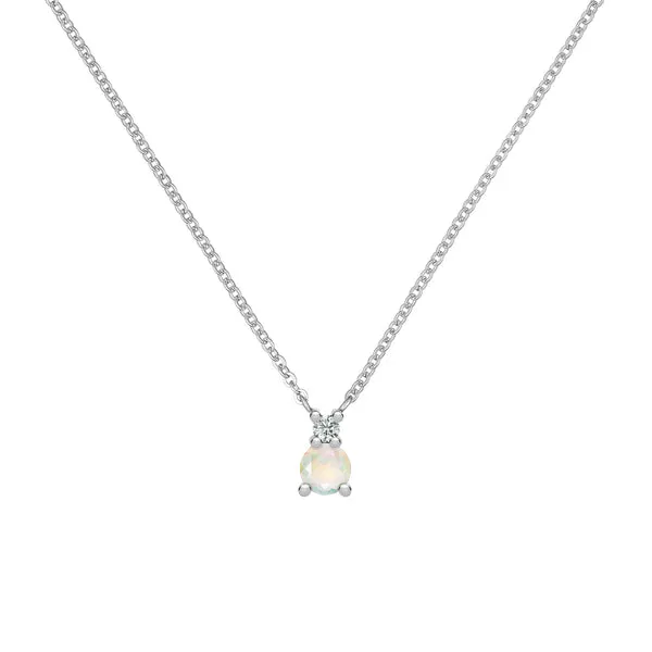 Personalized Greenwich Solitaire Birthstone & Diamond Necklace in 14k Gold sold by Haverhill