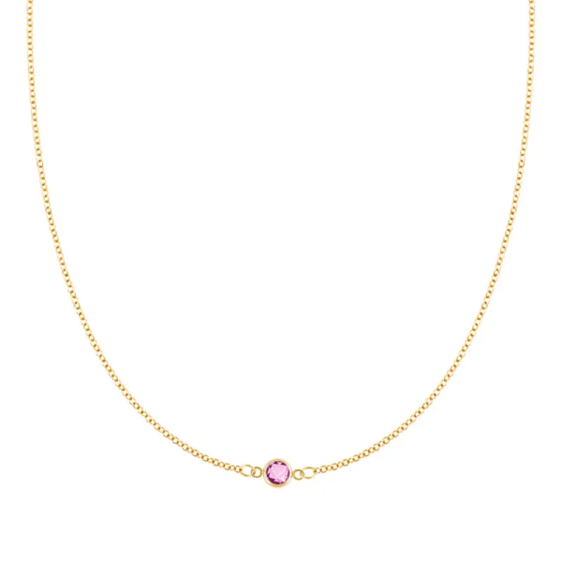 Personalized Classic 1 Birthstone Necklace in 14k Gold sold by Haverhill