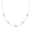Personalized Classic 1 Letter & 4 Birthstone Necklace in 14k Gold (Double Spacing) sold by Haverhill
