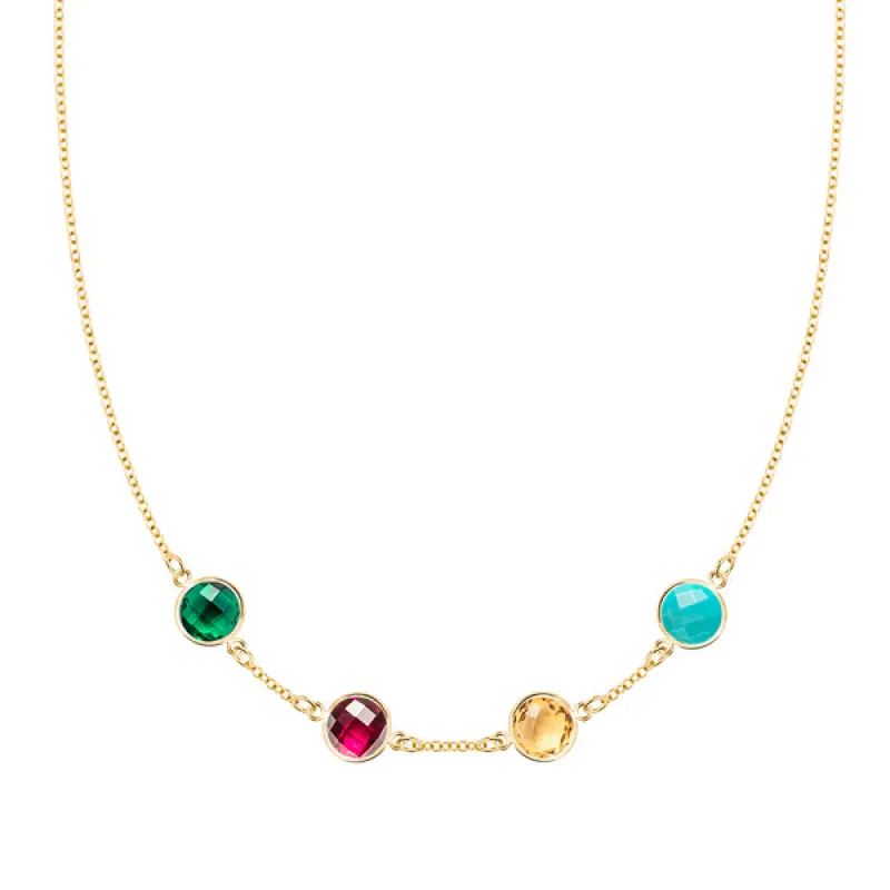 Personalized Grand 4 Birthstone Necklace in 14k Gold sold by Haverhill