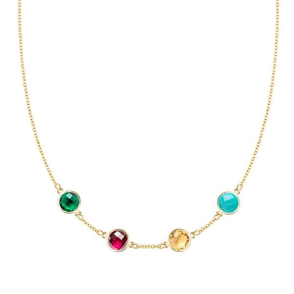 Personalized Grand 4 Birthstone Necklace in 14k Gold sold by Haverhill