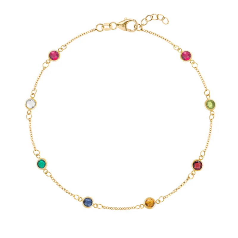 Personalized Classic 8 Birthstone Bracelet in 14k Gold sold by Haverhill