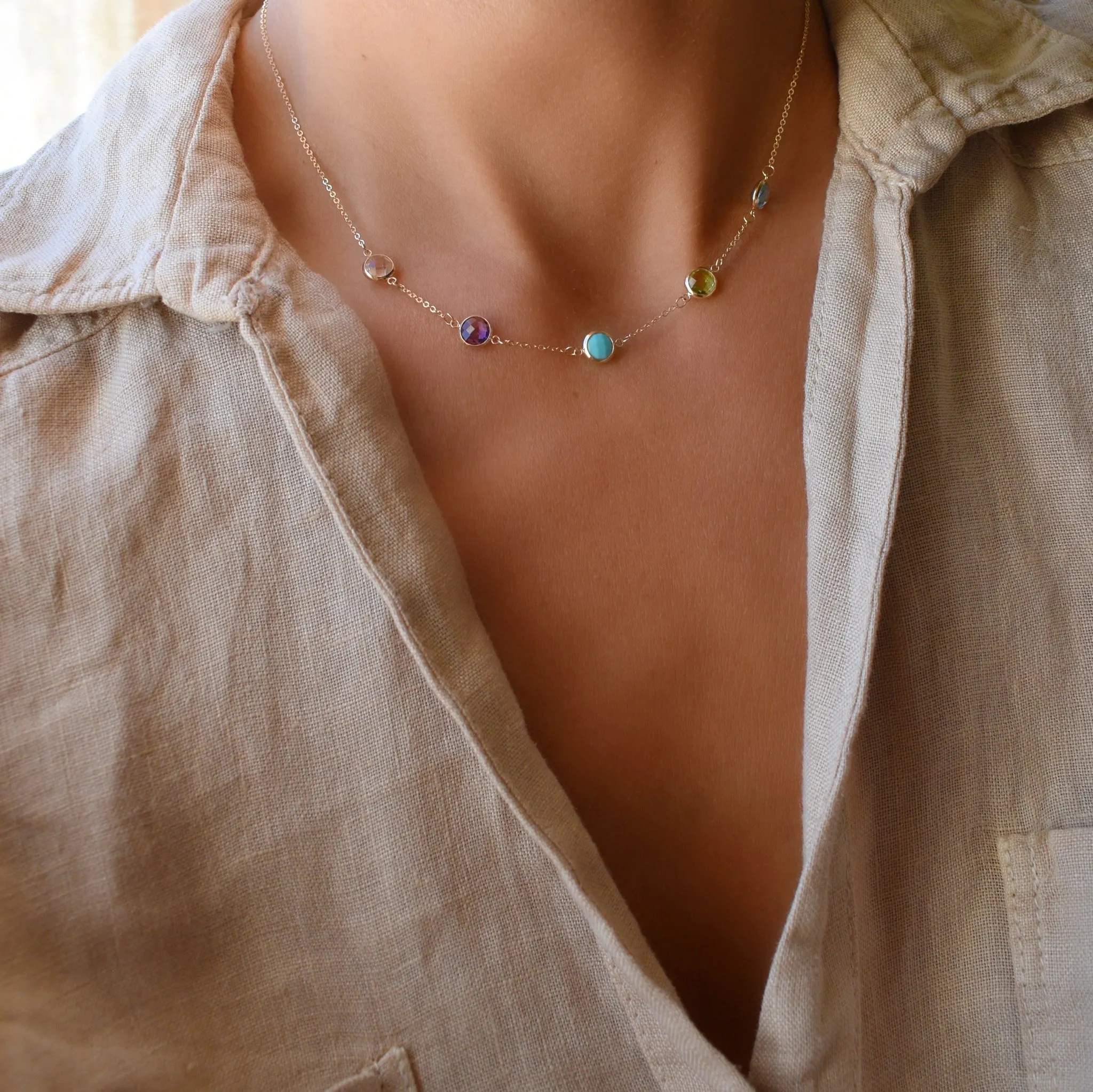 Personalized Grand 5 Birthstone Necklace in 14k Gold sold by Haverhill product image thumbnail 3