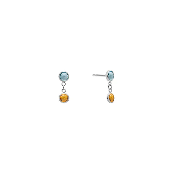 Personalized Classic 2 Birthstone Earrings in 14k Gold sold by Haverhill