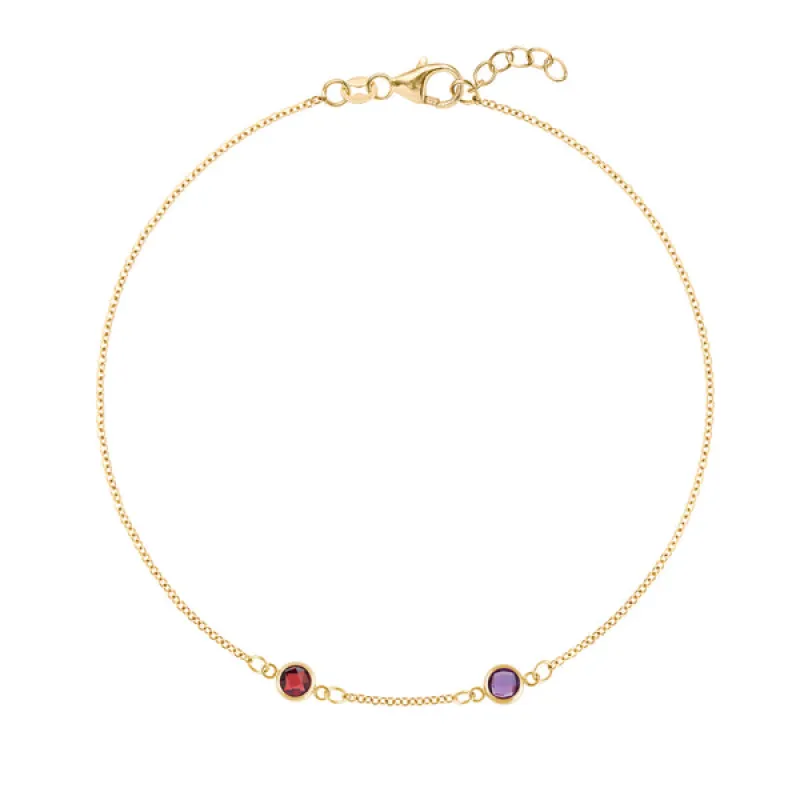 Personalized Classic 2 Birthstone Bracelet in 14k Gold sold by Haverhill