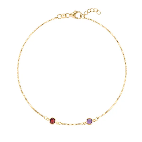 Personalized Classic 2 Birthstone Bracelet in 14k Gold sold by Haverhill