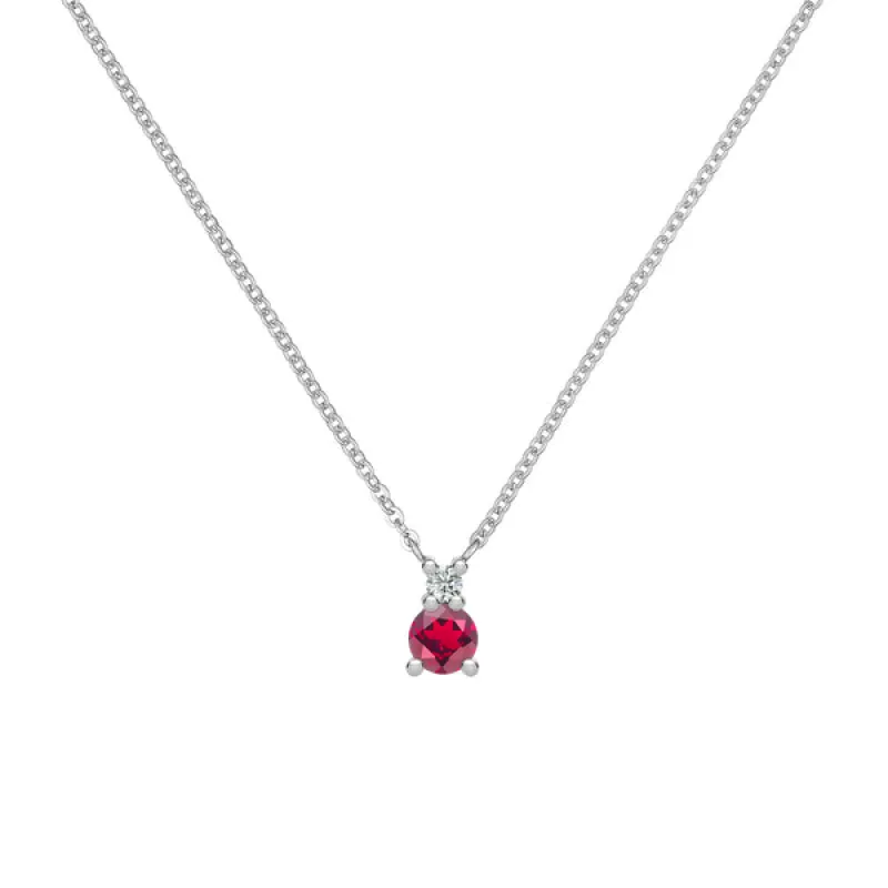 Personalized Greenwich Solitaire Birthstone & Diamond Necklace in 14k Gold sold by Haverhill