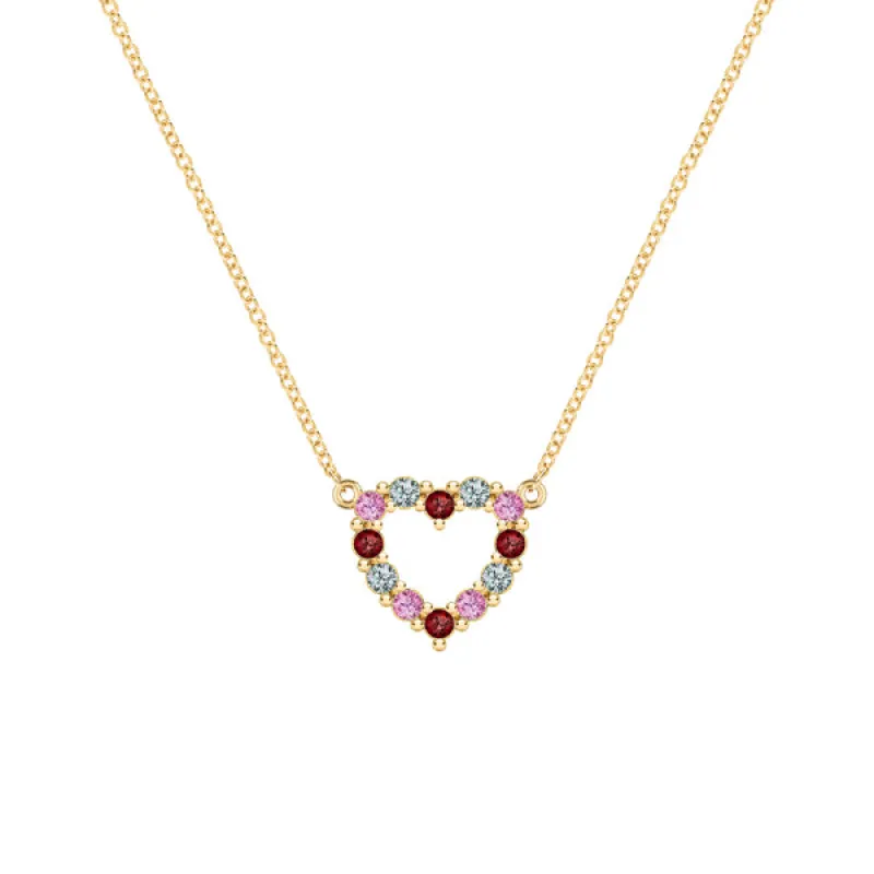 Personalized Rosecliff Small Heart Birthstone Necklace in 14k Gold sold by Haverhill