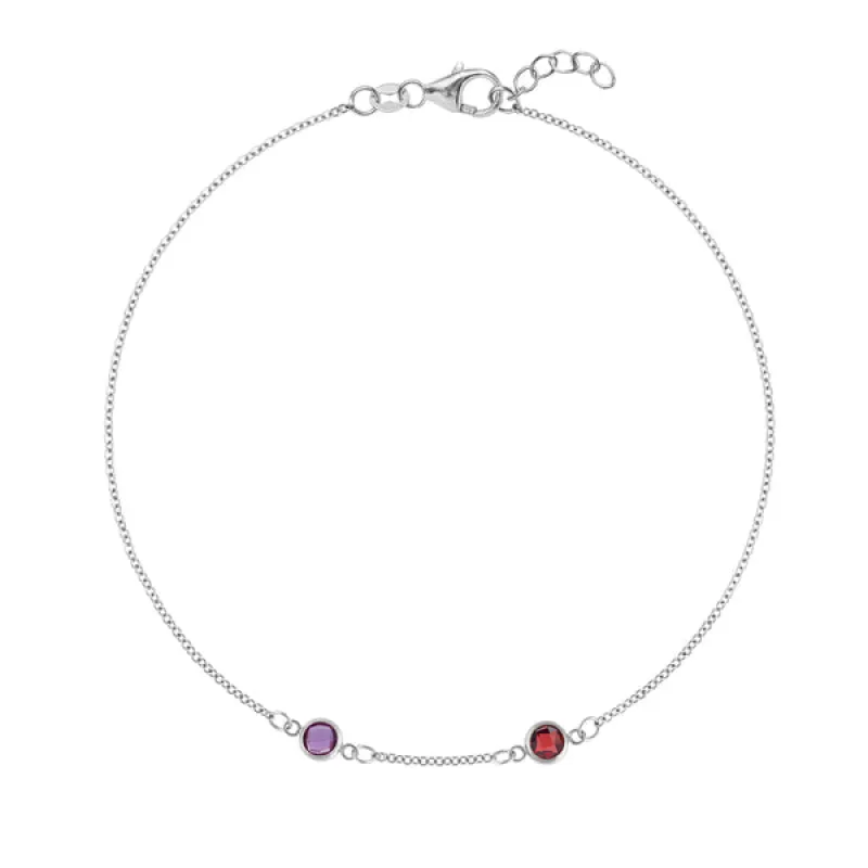 Personalized Classic 2 Birthstone Bracelet in 14k Gold sold by Haverhill