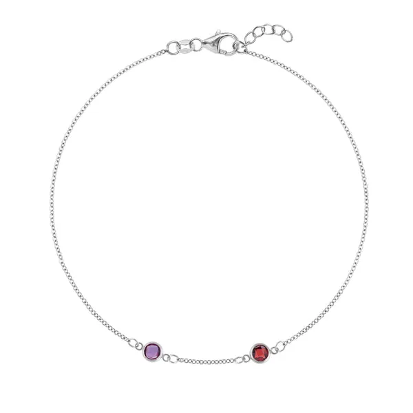 Personalized Classic 2 Birthstone Bracelet in 14k Gold sold by Haverhill
