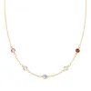 Personalized Classic 5 Birthstone Necklace in 14k Gold sold by Haverhill