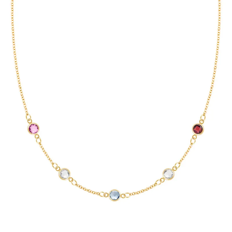 Personalized Classic 5 Birthstone Necklace in 14k Gold sold by Haverhill