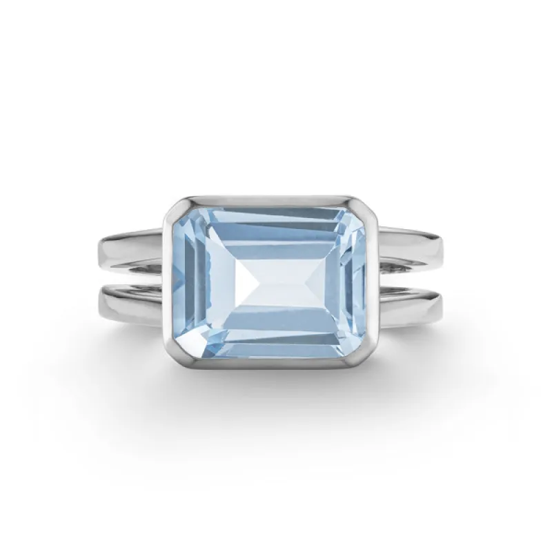 Personalized Warren Horizontal Birthstone Ring in 14k Gold sold by Haverhill