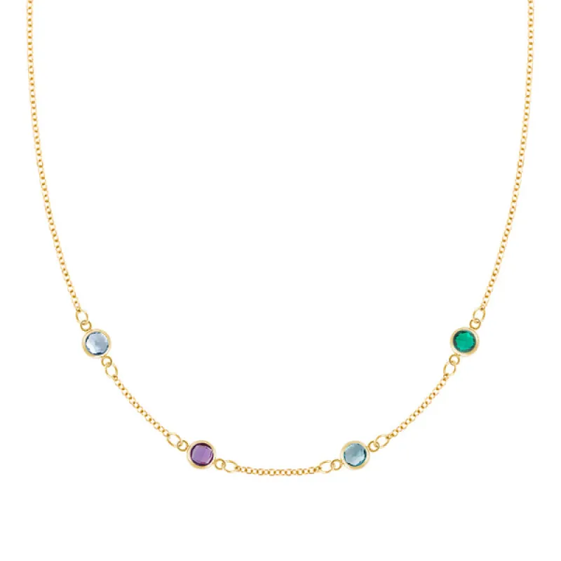 Personalized Classic 4 Birthstone Necklace in 14k Gold sold by Haverhill