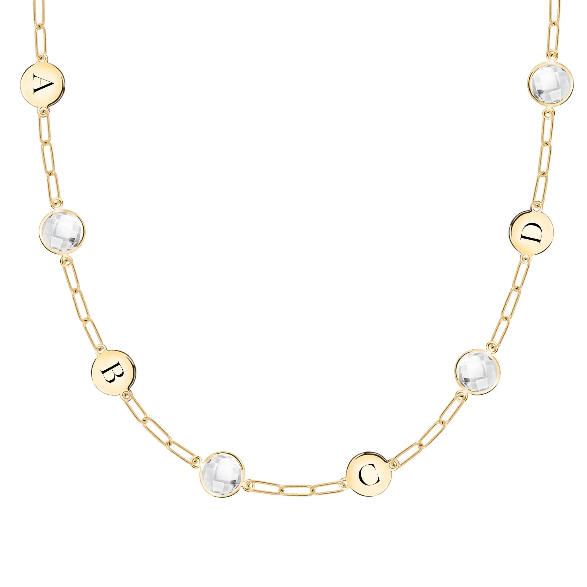 4 Letter & 4 Grand Birthstone Adelaide Mini Necklace in 14k Gold sold by Haverhill