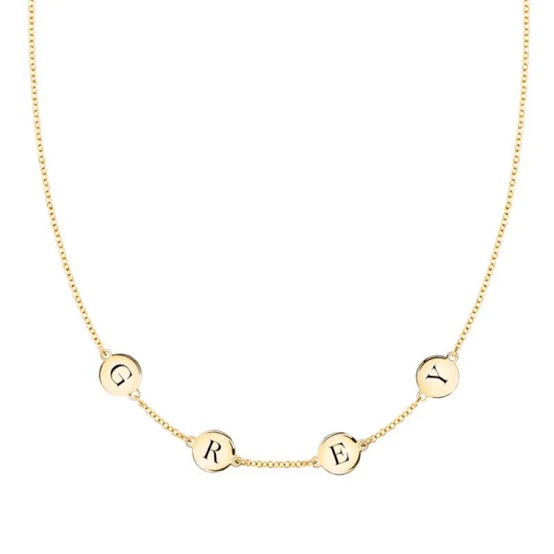 Personalized 4 Letter Necklace in 14k Gold (Single Spacing) sold by Haverhill