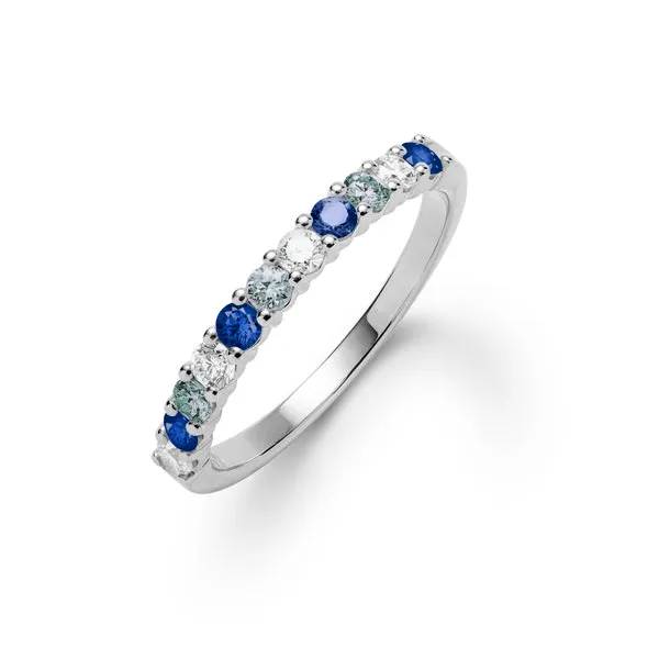 Personalized Rosecliff Birthstone Stackable Ring in 14k Gold sold by Haverhill