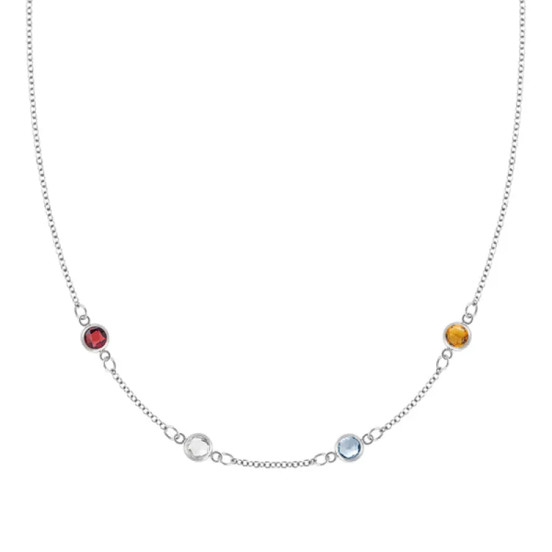 Personalized Classic 4 Birthstone Necklace in 14k Gold sold by Haverhill