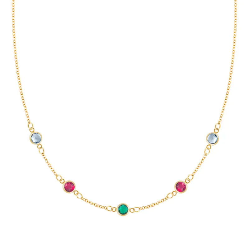 Personalized Classic 5 Birthstone Necklace in 14k Gold sold by Haverhill