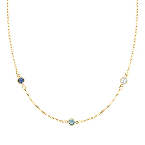 Personalized Classic 3 Birthstone Necklace in 14k Gold sold by Haverhill
