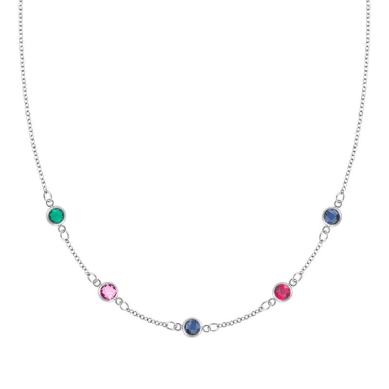 Personalized Classic 5 Birthstone Necklace in 14k Gold sold by Haverhill