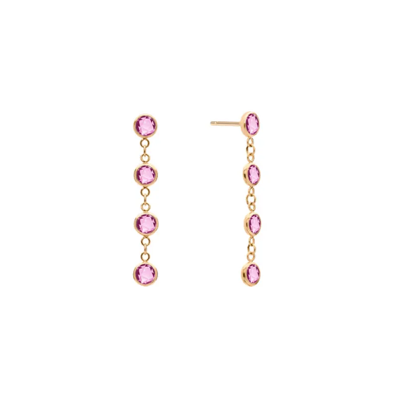 Personalized Classic 4 Birthstone Earrings in 14k Gold sold by Haverhill