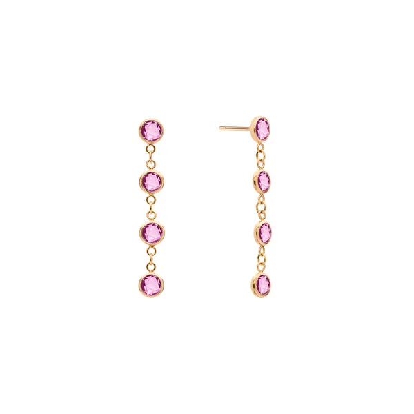 Personalized Classic 4 Birthstone Earrings in 14k Gold sold by Haverhill