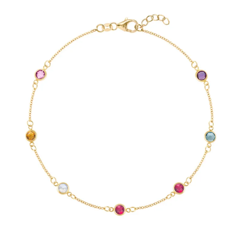 Personalized Classic 7 Birthstone Bracelet in 14k Gold sold by Haverhill