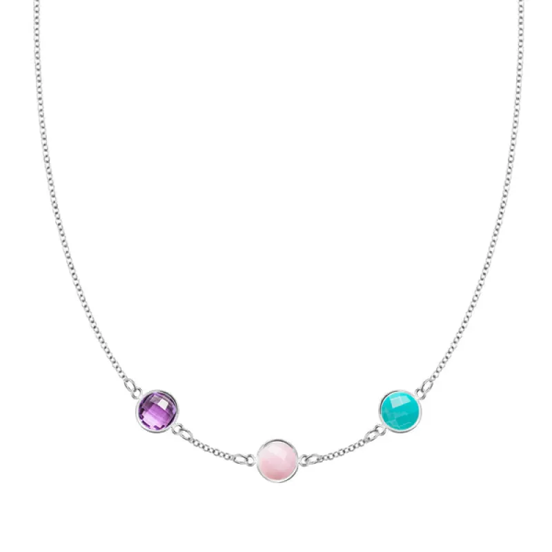 Personalized Grand 3 Birthstone Necklace in 14k Gold sold by Haverhill