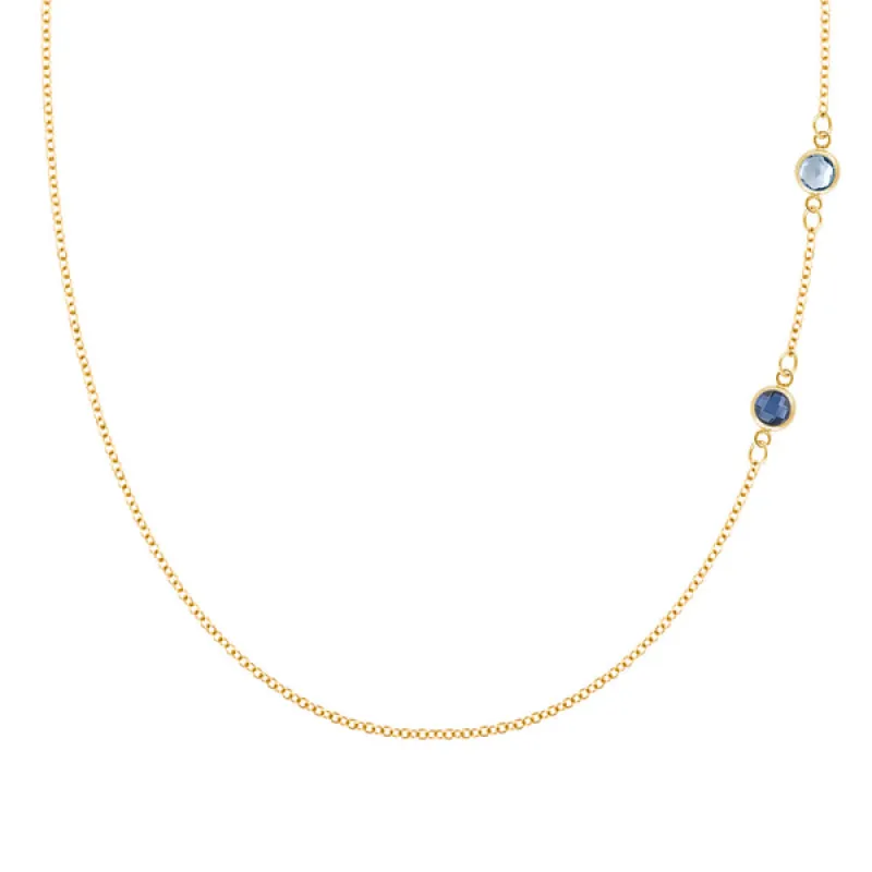 Personalized Classic 2 Birthstone Necklace in 14k Gold sold by Haverhill