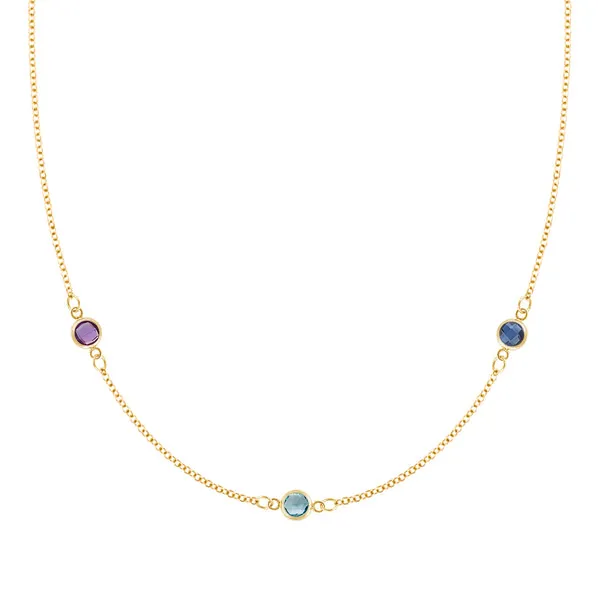 Personalized Classic 3 Birthstone Necklace in 14k Gold sold by Haverhill