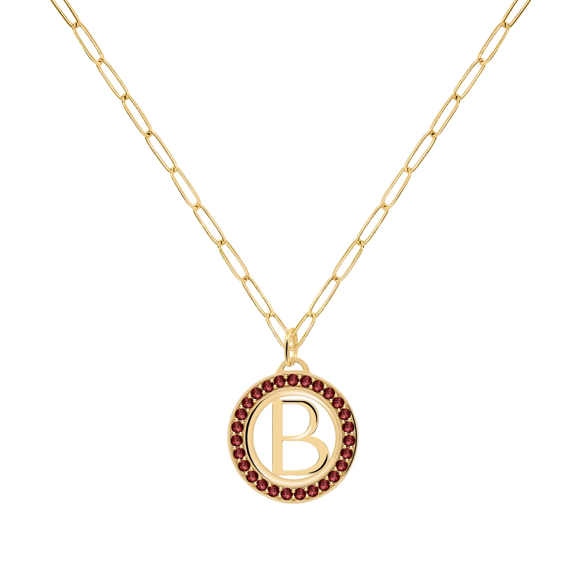 Letter & Garnet Pendant in 14k Gold (January) sold by Haverhill product image thumbnail 5