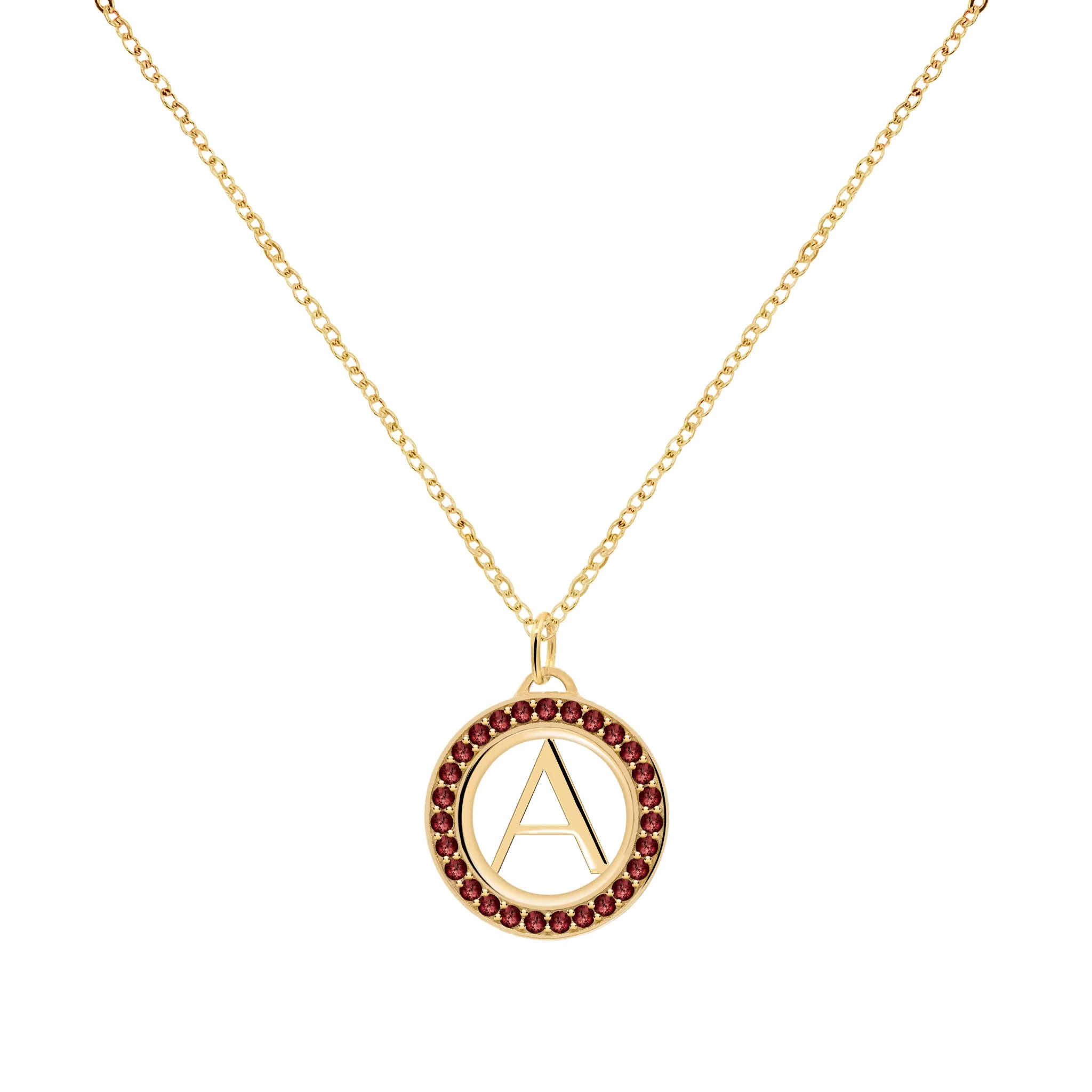 Letter & Garnet Pendant in 14k Gold (January) sold by Haverhill product image thumbnail 4