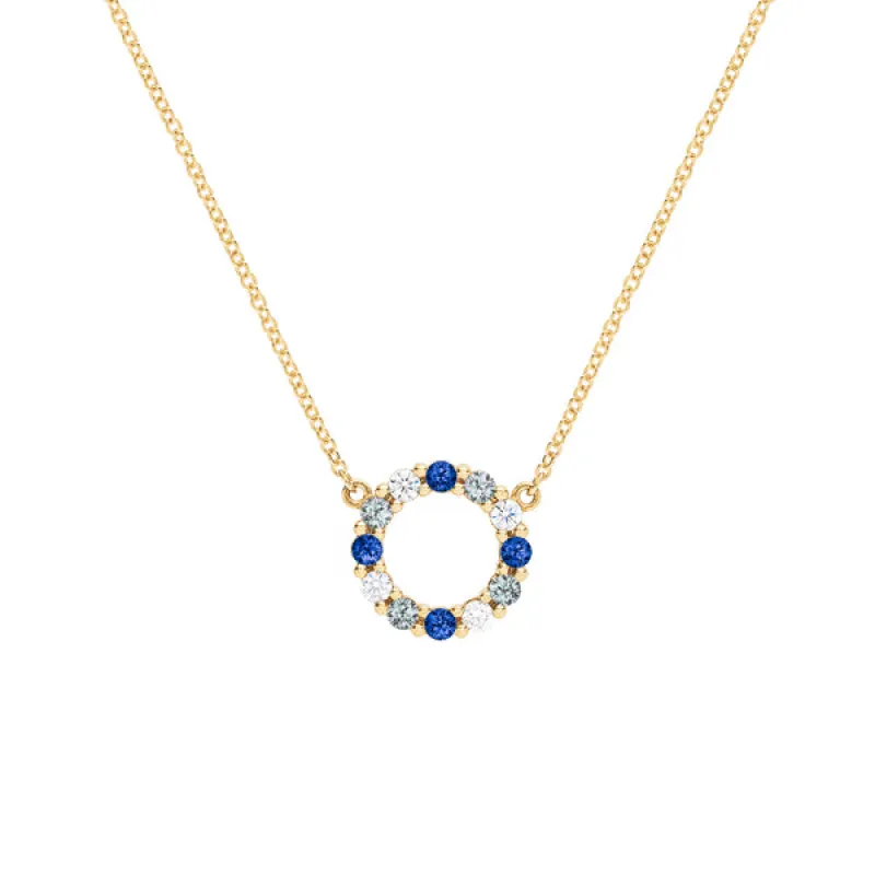 Personalized Rosecliff Small Circle Birthstone Necklace in 14k Gold sold by Haverhill