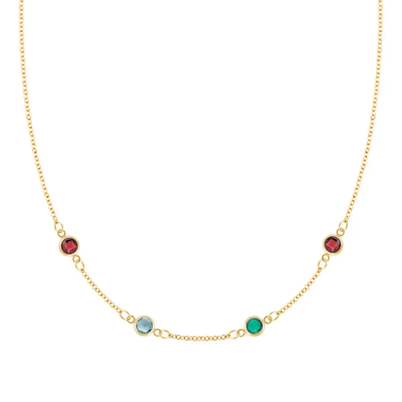 Personalized Classic 4 Birthstone Necklace in 14k Gold sold by Haverhill