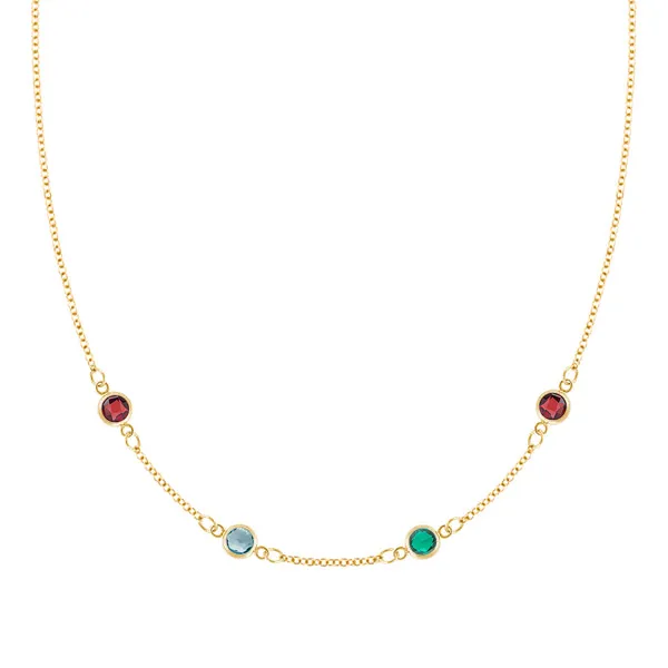Personalized Classic 4 Birthstone Necklace in 14k Gold sold by Haverhill