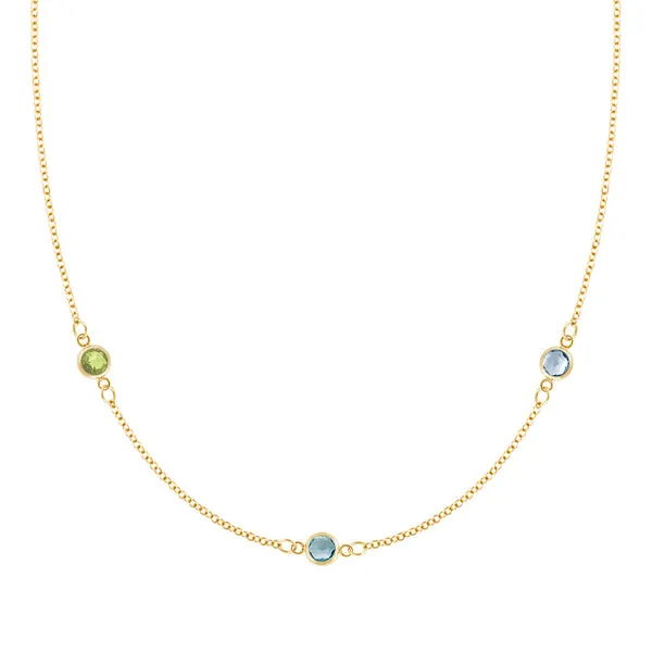 Personalized Classic 3 Birthstone Necklace in 14k Gold sold by Haverhill