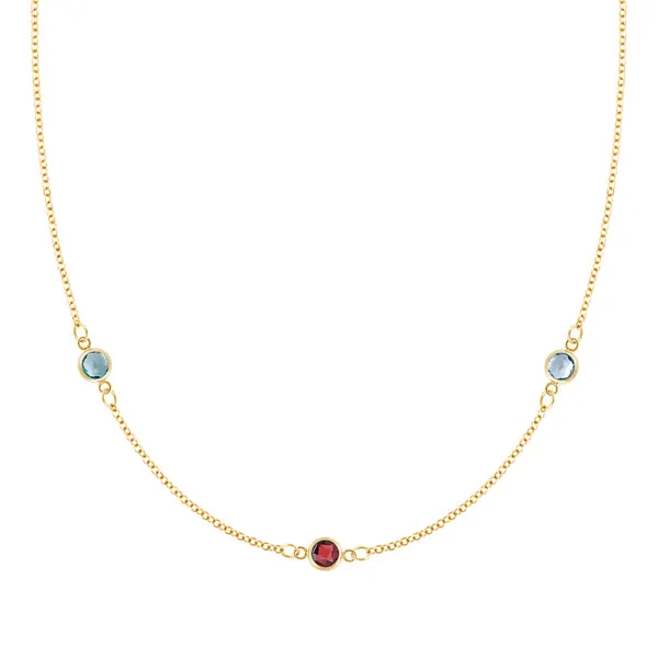 Personalized Classic 3 Birthstone Necklace in 14k Gold sold by Haverhill