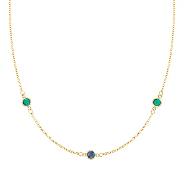 Personalized Classic 3 Birthstone Necklace in 14k Gold sold by Haverhill