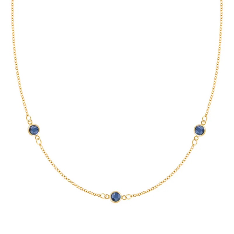 Personalized Classic 3 Birthstone Necklace in 14k Gold sold by Haverhill